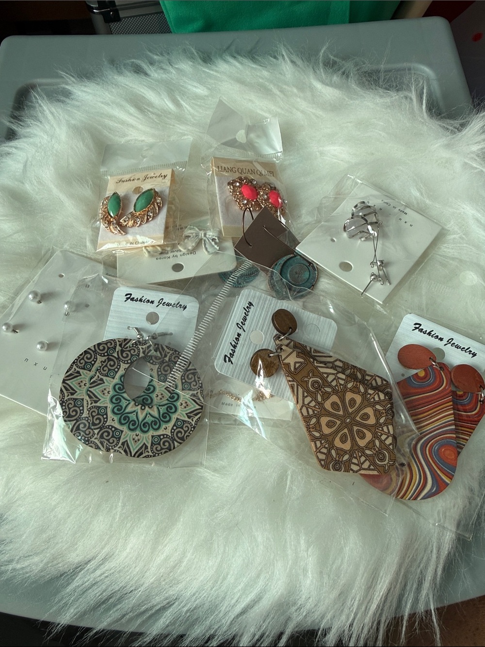 Fashion Jewelry Assorted Women's Earrings - Turquoise, Brown, Coral, Silver10 pa